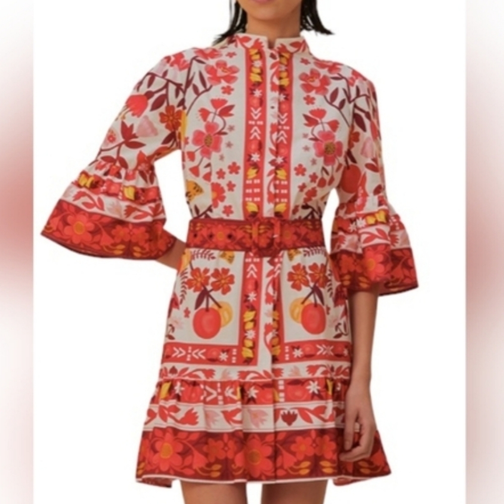NWT FARM RIO | $210 Romantic Orchard Mini Dress (Missing Buttons) - Picture 8 of 12